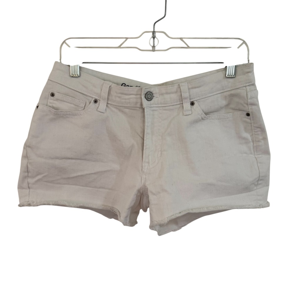 Gap Sexy Boyfriend Shorts White Distressed Frayed Hem Size 4 27